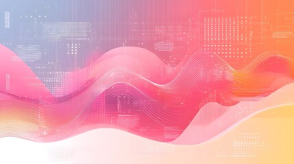 Wall Mural - abstracted digital landscape with dynamic data driven neural network patterns and vibrant color grad