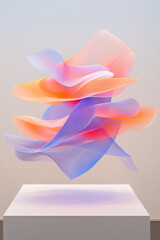 Poster - A sleek, luminous composition showcasing intertwined ribbons of blue, purple, and red light,