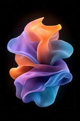Leinwandbilder - A flowing, organic 3D shape blending intense blues, purples, and oranges, gently shifting light for