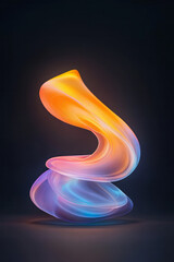 Poster - A futuristic, ribbon-like shape blending intense orange with purple and blue, elegantly swirling