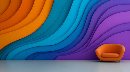 Aufkleber - A captivating 3D design that seamlessly blends curved transitions of blue, purple, and orange,