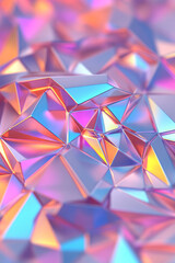Poster - A rhythmic assembly of layered polygons in electric tones, united by a reflective, textural gloss