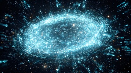 Wall Mural - holographic data cloud surrounded by a dynamic field of floating data points creating a futuristic a