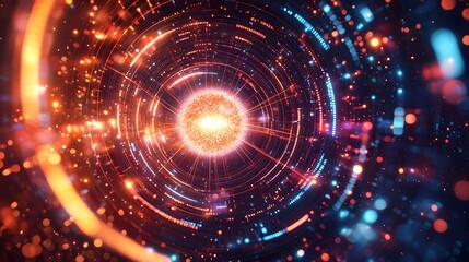 Wall Mural - glowing data cloud with connecting lines in a futuristic high tech background abstract digital techn