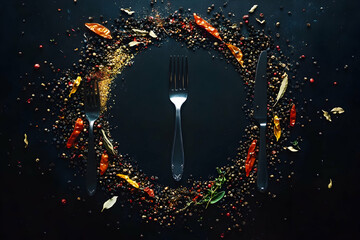 Wall Mural - the background is made of spices, herbs