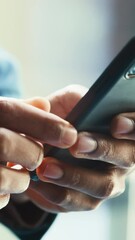 Aufkleber - Planning, phone and hands of business person in office for email response, connection and client feedback. Chat, notification and scroll with closeup of employee for schedule, update and online news