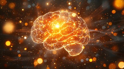 Wall Mural - holographic robotic brain surrounded by vibrant data streams and luminous lights futuristic visualiz
