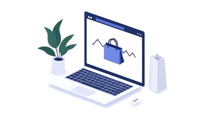 Fototapete - A dynamic e-commerce analytics dashboard showcasing tracking metrics and data visualization.