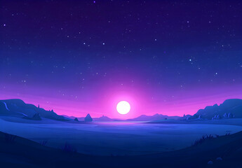 Wall Mural - flat cartoon design, background of space with planets and stars