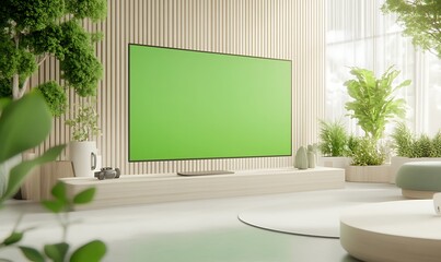 Poster - A sleek ultra-thin monitor featuring a vibrant green screen, ideal for modern workspaces and tech enthusiasts.