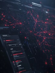 Poster - Futuristic cybersecurity dashboard visualizing threat tracking and data analytics in a modern digital environment.