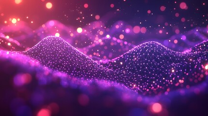 Wall Mural - futuristic digital concept with interconnected nodes and vibrant data streams flowing through a dark