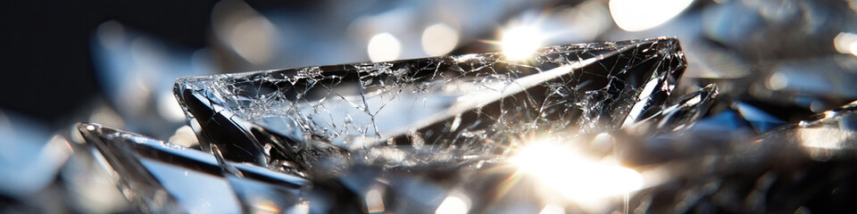 Wall Mural - Close-up of Cracked Crystal with Light Refraction