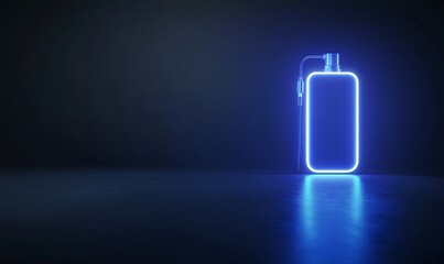 Poster - A vibrant, minimalist icon of a glowing hydrogen fuel pump in neon style.