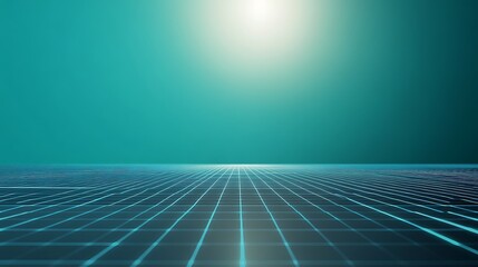 Poster - A glowing solar panel angled towards an artificial setting, showcasing renewable energy technology.