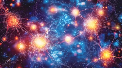 Wall Mural - futuristic digital brain with interconnected neurons and glowing information pathways abstract neura