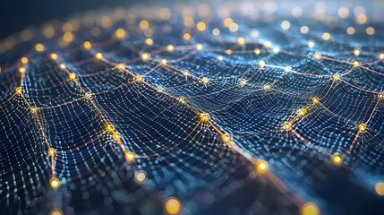 Wall Mural - futuristic visualization of an brain network with glowing neural connections lighting up in an inter