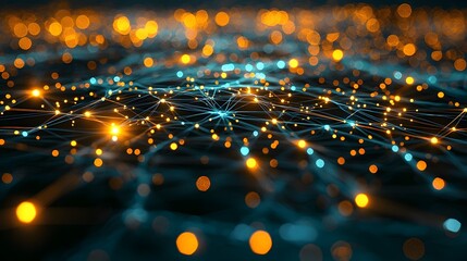 Wall Mural - futuristic intelligence neural network with luminous glowing cyberpunk inspired digital pathways tra