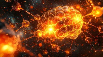 Wall Mural - glowing neural network and intelligence brain concept abstract digital representing the power and co