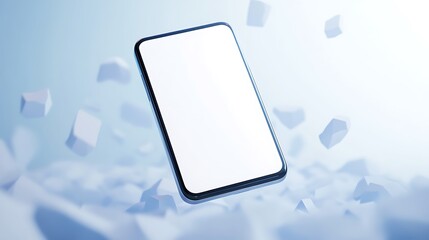 Poster - High-end smartphone featuring a blank white screen, ideal for tech and product photography.