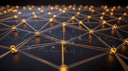 Wall Mural - abstract visual concept of an interconnected digital network composed of various data and technology