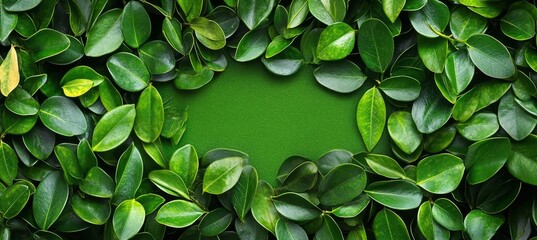 Canvas Print - Vivid Green Leaves Background, Overlapping Elliptic Foliage, Natural Texture, Green Backdrop