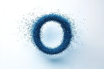 Wall Mural - Abstract Ring of Dynamic Blue Particles Against a Light Background