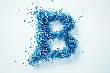 A vibrant blue glitter letter 