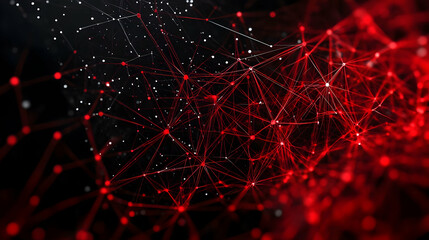 Wall Mural - abstract network of red lines and dots on a dark background, symbolizing connectivity