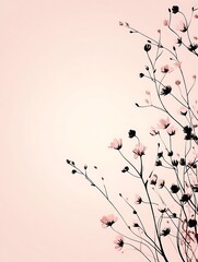 Poster - Minimalist floral border design featuring hand-sketched wildflowers in a delicate style.