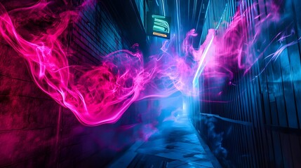 Poster - Captivating Cosmic Dance of Vibrant Neon Hues and Fluid Motions An abstract digital artwork that showcases a mesmerizing and transformative visual experience
