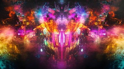 Aufkleber - Captivating cosmic explosion of vibrant colorful and psychedelic visuals in a surreal dreamlike digital artwork that evokes a sense of futuristic transcendent and imaginative wonder  The intricate