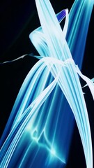 Poster - futuristic energy wave with glowing purple and blue streaks flowing through a dark space