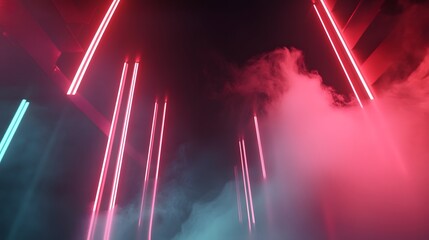 Poster - Captivating Futuristic Neon Lights and Glowing Energy in Surreal Abstract Space  Vibrant digital artwork with dynamic laser beams luminescent patterns and a cosmic ethereal atmosphere