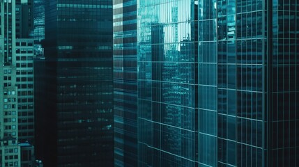 Wall Mural - a city skyline with tall buildings and a clear blue sky