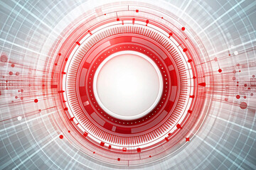 Red digital technology circular interface background, website design