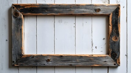 Poster - Vintage Rustic Wooden Frame Backdrop With Aged Distressed and Grungy Farmhouse Aesthetic Perfect for Creative Decor Design or Art Projects