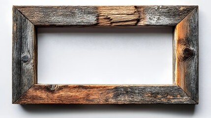 Aufkleber - Vintage Rustic Wooden Frame with Distressed Textured Surface and Empty Copy Space for Artwork Photography or Design Purposes  Ideal for Home Office or Gallery Decor