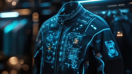 Wall Mural - a futuristic jacket with a glowing design on it