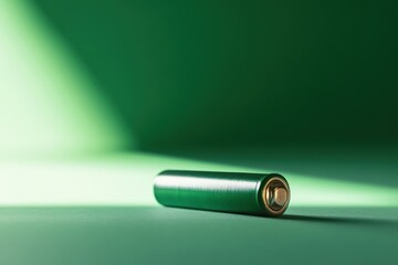 Poster - Green battery lying horizontally on a green surface