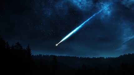 Wall Mural - a bright shooting star streaks across the night sky