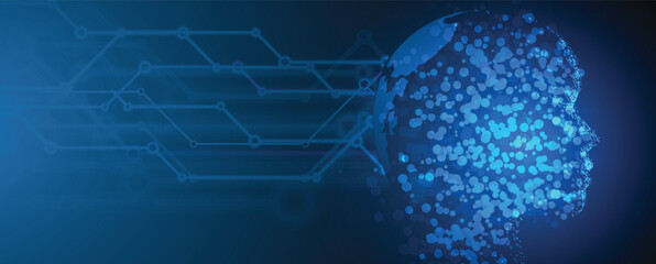 Poster - Virtual world of Artificial intelligence concept futuristic background