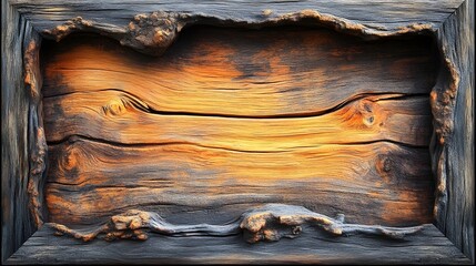 Aufkleber - Wooden plank surface with weathered and textured rustic finish serving as a natural frame or backdrop with vintage industrial or minimalist aesthetic  The wood grain cracks