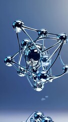 Poster -  A futuristic atom-like structure with a glowing red core and transparent orbits.