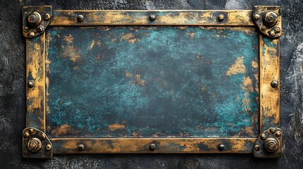 Aufkleber - Worn and Weathered Vintage Textured Bronze and Copper Metal Panel Background with Grungy Distressed and Rusty Decorative Surface Patterns and Designs