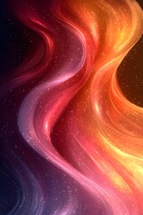 Wall Mural - A mesmerizing abstract pattern featuring flowing waves of vibrant red, orange, and pink hues, set against a starry background that adds a mystical touch.