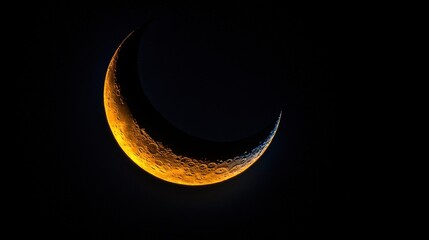 Wall Mural - a crescent moon is lit up in the dark sky