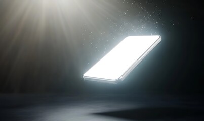 Poster - A smartphone with a glowing white screen levitating in a captivating display.