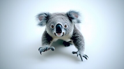 koala in a playful pose, isolated on a white background, looking inquisitive with its big eyes and fluffy ears. koala.isolate on white background.Illustrations 