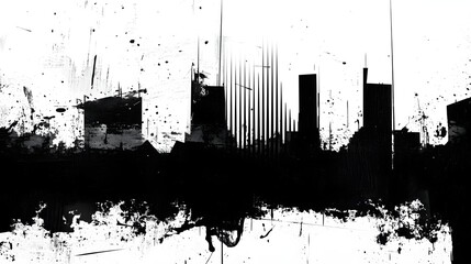 Aufkleber - Abstract Black and White Cityscape Grunge Splash Background for Modern Graphic Design